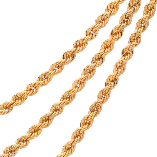 Yellow Gold Three rows Necklace, Rope Link, 18k, 9.41gr