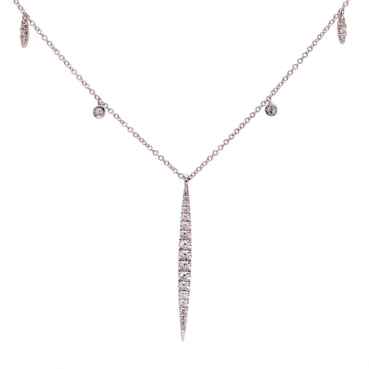 14k White Gold Spike Necklace setting with 24 Round Diamonds, TDW: 0.51 Ct, VS, FG