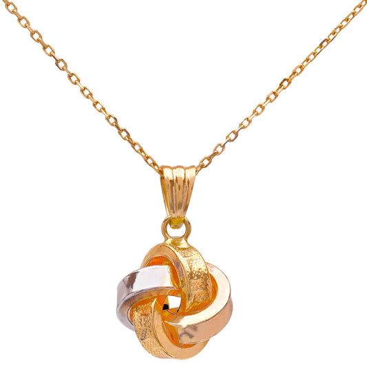 Two Tones Gold Necklace with three rings  charm, 18k, 2.57gr