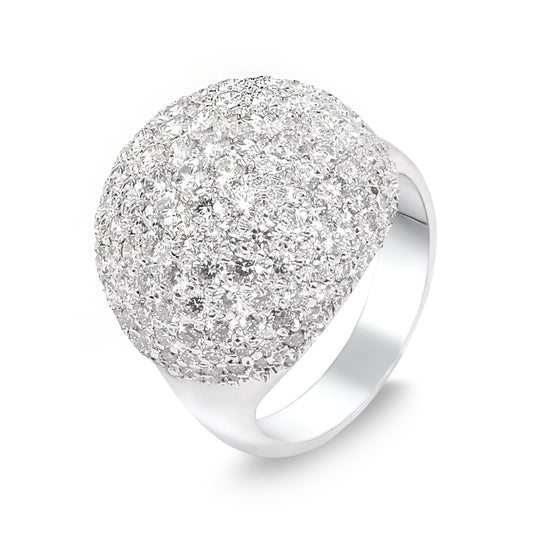 18K White Gold Pavé Paved Diamond Dome Ring. TDW:3.00ct VS – SI GH