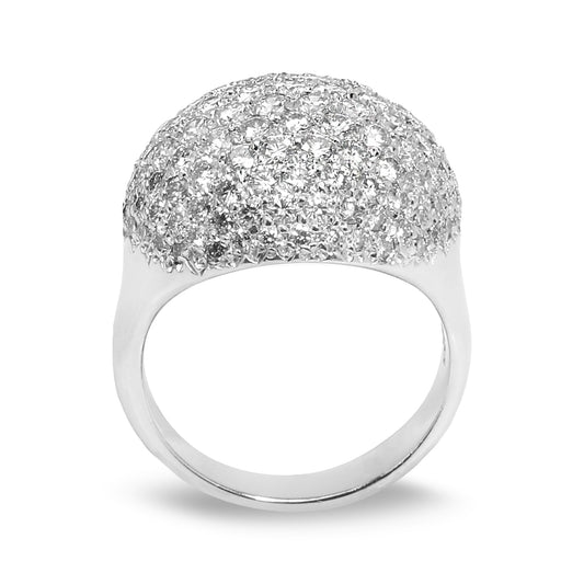 White Gold Pavé Paved Diamond Dome Ring. 18k, TDW:3ct, VS-SI,  GH