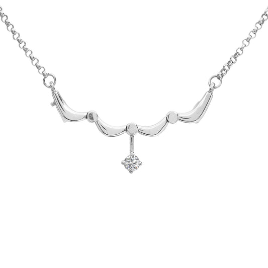 White Gold Diamond Convertible Magnetic Necklace with Extension. 18k, 0.08ct, VS, G