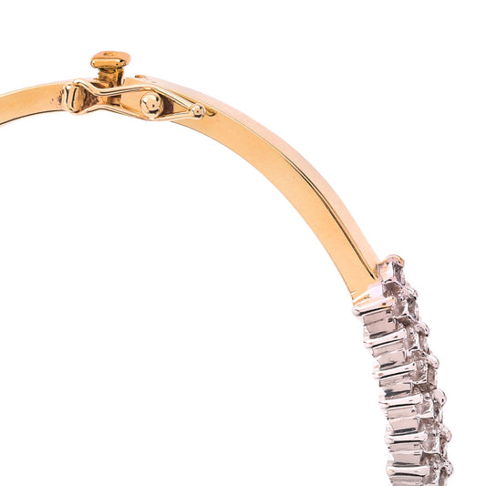 Yellow Gold Diamond Bangle Bracelet. 14k, TCW: 1ct, SI, GH