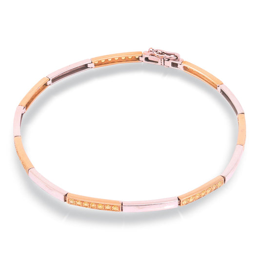 Two- Tones  Elegance Bracelet, setting with 49 Natural Yellow Diamonds, TDW: 0.49ct, 10k