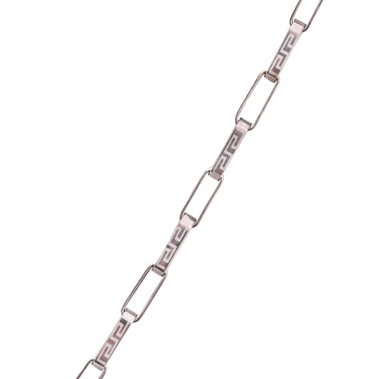White Gold Rectangle Link chain with Versace design, 18k, 20 Inches, 7.78gr