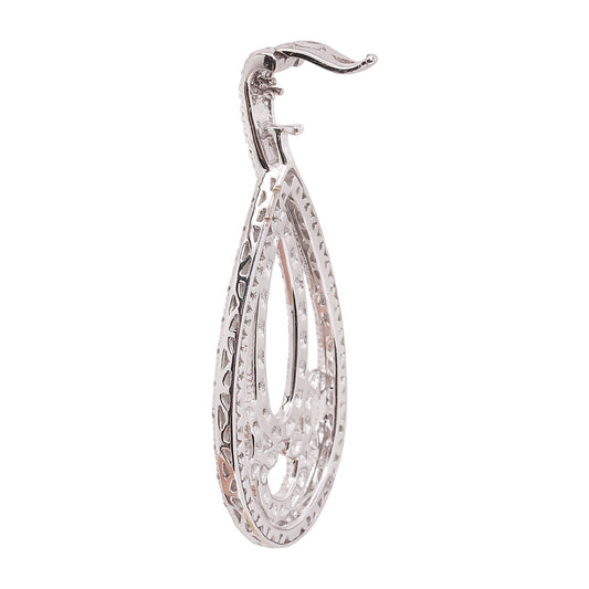 White Gold Pear Shape Floral Pave Diamond Pendant. 18k, TDW: 1.14ct