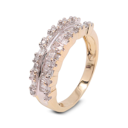 Yellow Gold Baguette Diamonds Half Eternity Ring, 10K, TDW: 0.99ct, Size:7