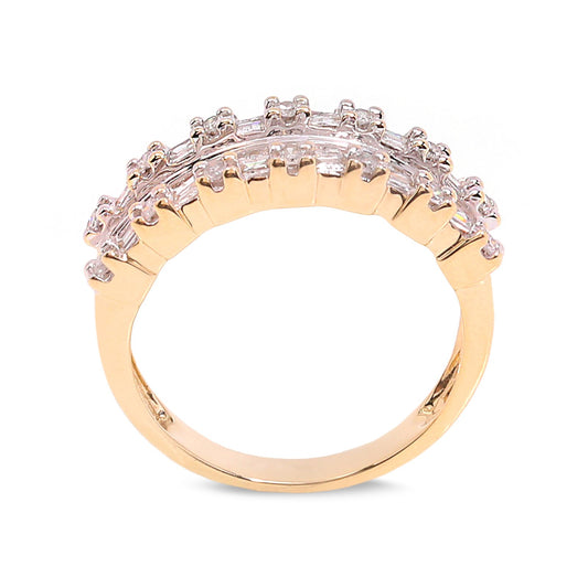Yellow Gold Baguette Diamonds Half Eternity Ring, 10K, TDW: 0.99ct, Size:7