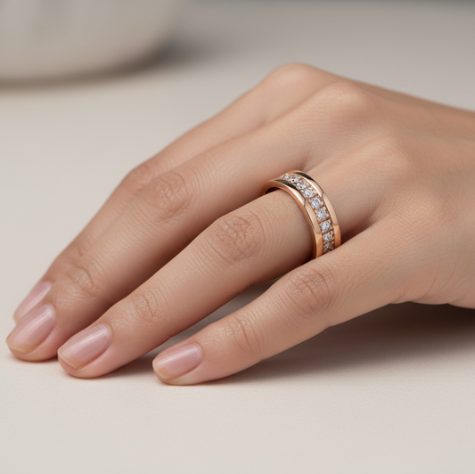 14K Yellow Gold 11 Diamonds Channel Setting Ring TDW: 0.33ct