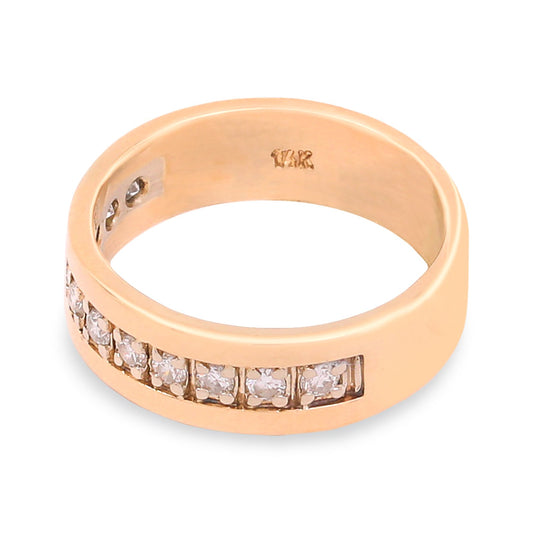 Yellow Gold 11 Diamonds Channel Setting Ring, 14k, TDW: 0.33ct
