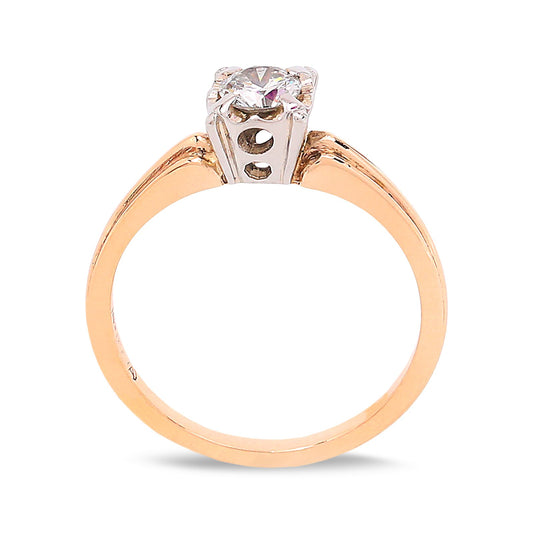 Yellow Gold 4-Pong Engagement Ring, 18/14K, TDW:0.36ct, VS, G-H