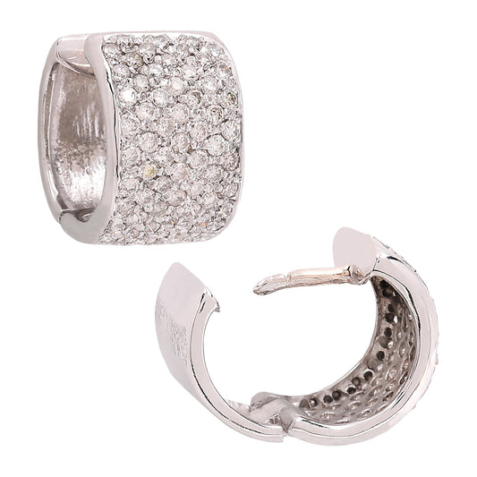 White Gold Diamond Huggies Earrings, 18k, TDW: 1.32ct