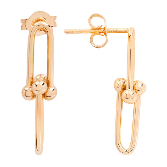 Yellow Gold Hardware U-link Style Earrings, 18K, 1.92gr, 1 Inches