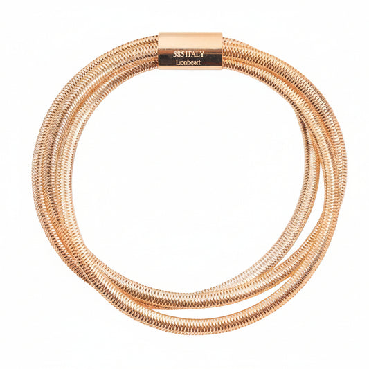 14K Yellow Gold Multi – Strand Mesh Elastic Bracelet 6"