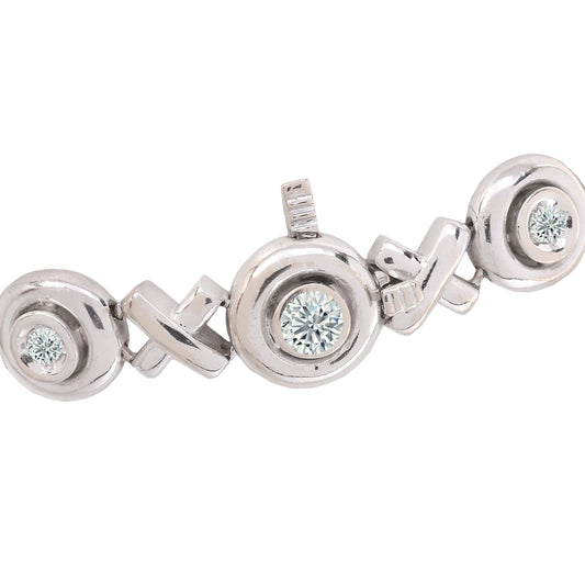 White Gold XO Design Bracelet With Diamond,TDW:0.18ct, 18K, 6.5 Inches