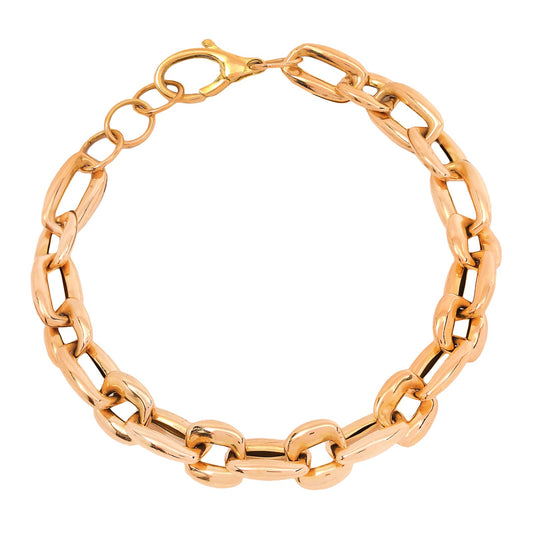 Yellow Gold Oval Link Bracelet 18k, 7-7.5inch, 9.2gr