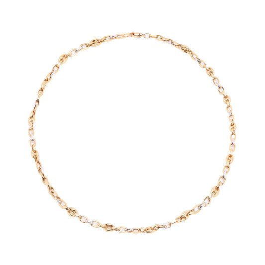 Two Tone Gold Textured Link Chain, 18k, 12.5gr, 18 inch