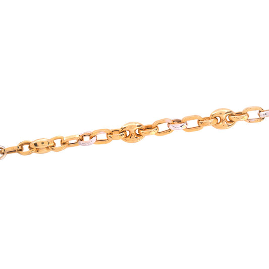 Two Tone Gold Textured Link Chain, 18k, 12.5gr, 18 inch