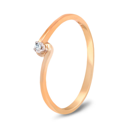 Yellow Gold Ring with Single Diamond, 10k