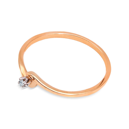 Yellow Gold Ring with Single Diamond, 10k
