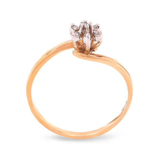 Yellow Gold Flower 7 Diamonds Setting Ring, 10k