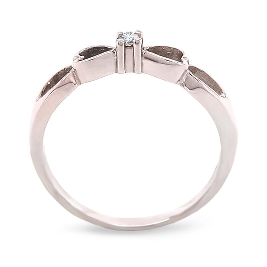 White Gold Ring Braid Style with Diamond in the Middle,14k