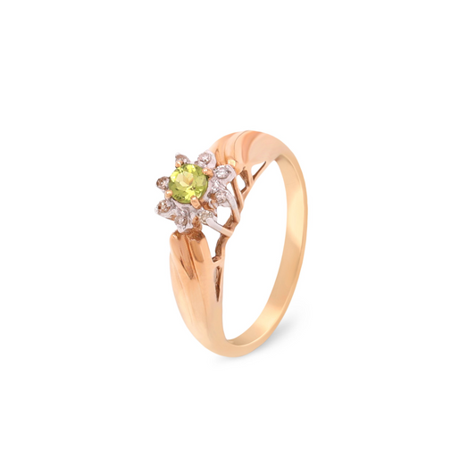 10K Yellow Gold Ring Peridot and Diamonds