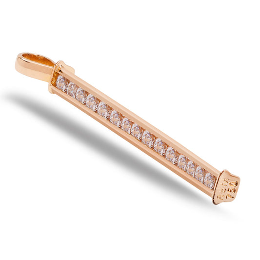 Yellow Gold Beautiful Channel Set Bar pendent with 17 Natural Round Diamonds, 18k, TDW: 0.25ct, SI,G-H