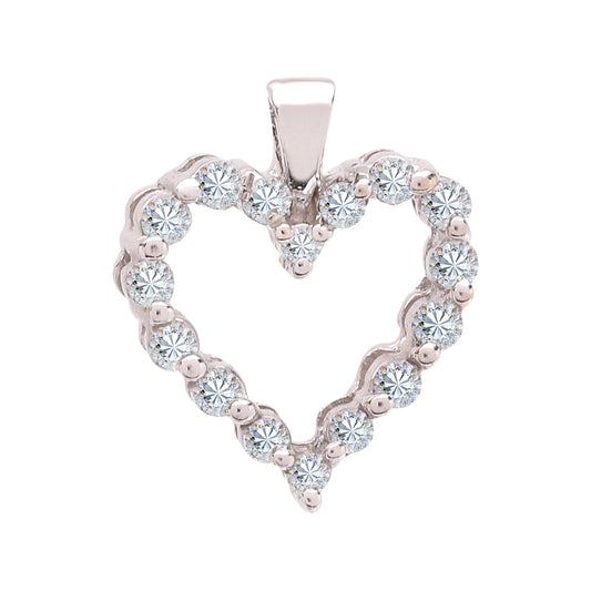 White Gold Heart Shape Diamond Pendant. 14k, TDW: 0.18ct