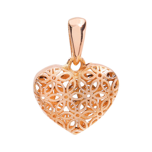 Yellow Gold Heart shaped pendant with openwork floral design, 18k, 1.46gr