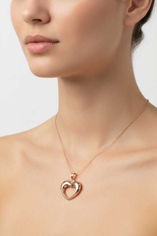 Yellow Gold Open Heart Pendant, 18k, 2gr