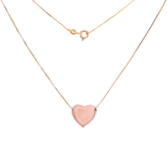 Two Tone Gold Necklace with puffed heart and chain, 14k, 1.84gr, 18 inch