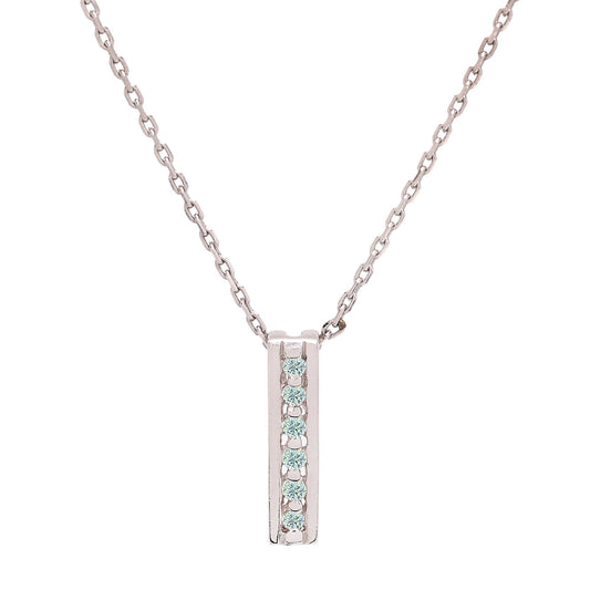 Platinum Beautiful Bar Necklace Setting with 6 Diamonds ,TDW: 0.12ct