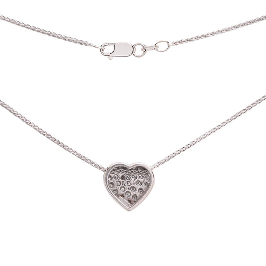 White Gold Necklace with one Heart moving in Chain, 14k, TDW: 0.2ct, SI, I