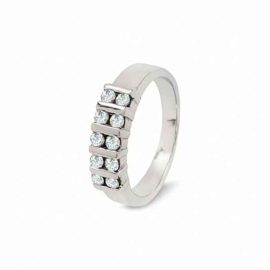 14K White Gold Double Channel Set Diamond Ring