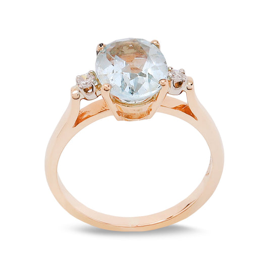 Yellow Gold Aquamarine Ring,14k, TDW: 0.04ct , SI, G-H