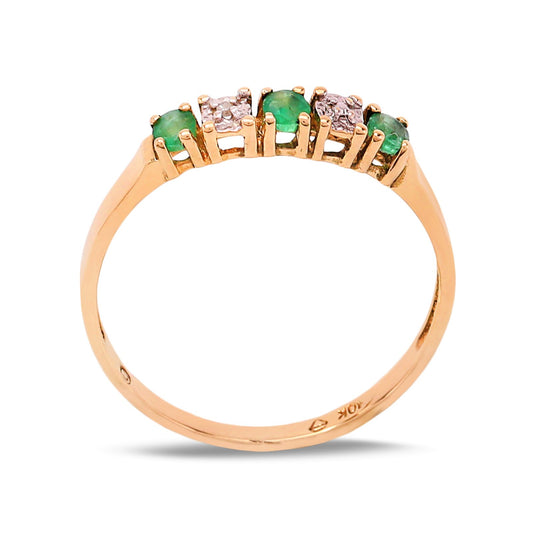 Yellow Gold setting with Three Natural  Emerald ,10K