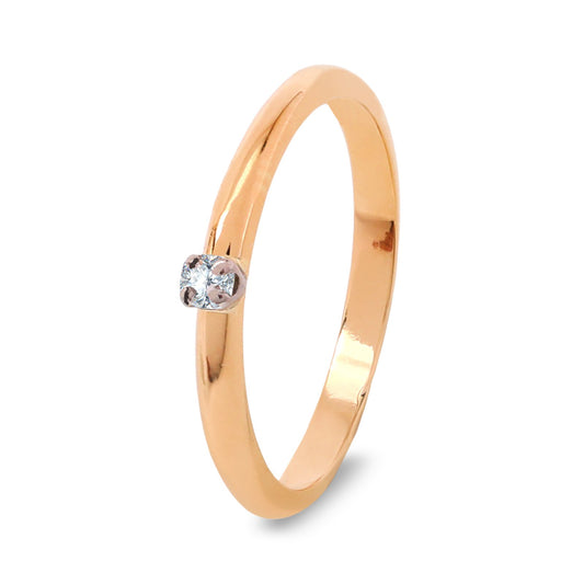 Yellow Gold Diamond Solitaire Ring,18K