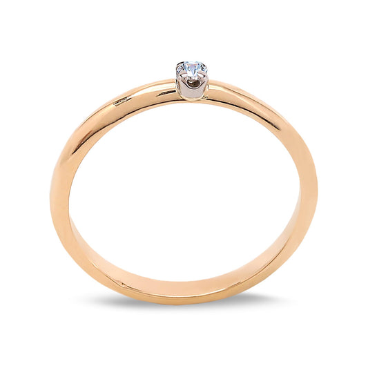 Yellow Gold Diamond Solitaire Ring,18K