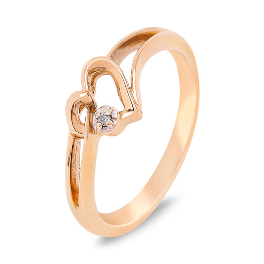 Yellow Gold Heart Diamond Ring, 10k, TDW:0.01