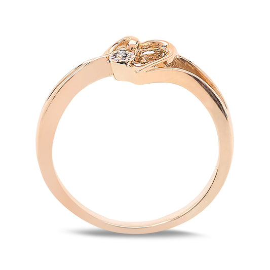 Yellow Gold Heart Diamond Ring, 10k, TDW:0.01