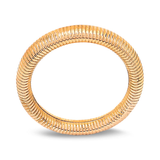 Yellow Gold Ribbed Stacking Ring, 18k, size 4