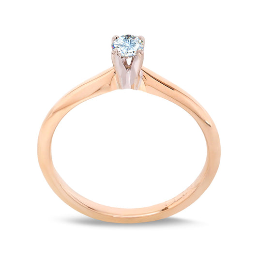 Yellow Gold Ring with Round Solitaire Diamond, 14k, TDW:0.17, SI, G-H,