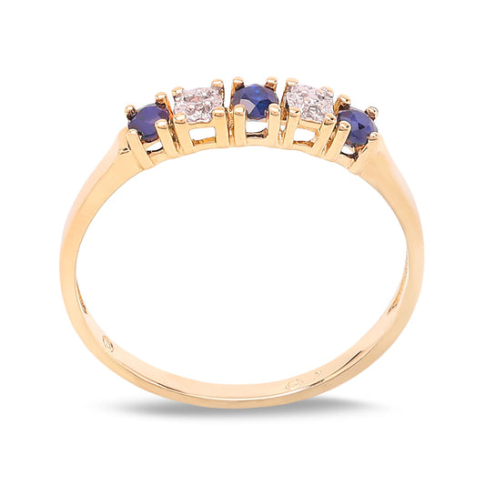 Yellow Gold Three Round Cut Sapphires, 10K