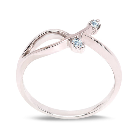 10K White Gold Curved and Overlapping Band Design Diamond Ring TDW: 0.04ct