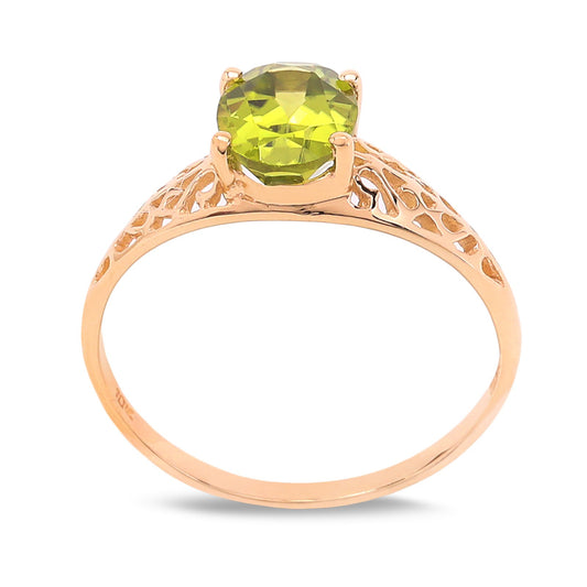 Yellow Gold Peridot Filigree Ring, 10K,  P:1.39ct
