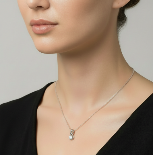 White Gold Stylized Teardrop Diamond Pendant ,14k,TDW: 0.056ct