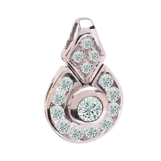 White Gold Tear Drop Diamond Pendant. 18k, 2.65gr. TDW: 0.64ct, VS, GH