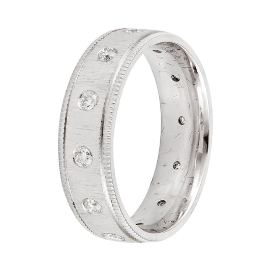 White Gold Matt Ring with 12 Natural Diamonds all around 18k  TDW:  .41ct 4.06gr