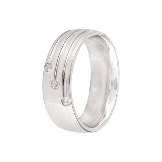 White Gold Ring with three Diamonds 7mm Width TDW: 0.06ct, 18k  7.9gr